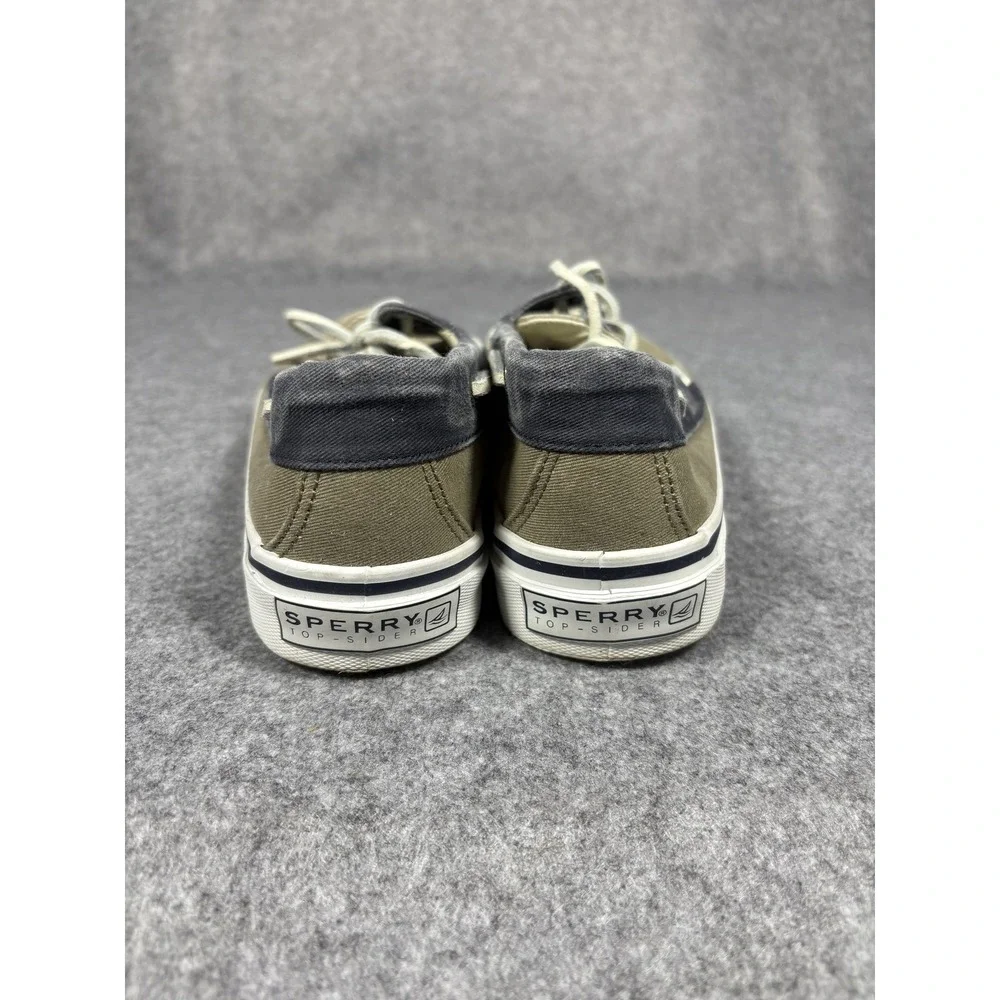 Sperry Top-Sider Bahama Boat Shoes 8.5 M Olive Navy Canvas Nautical Loafers